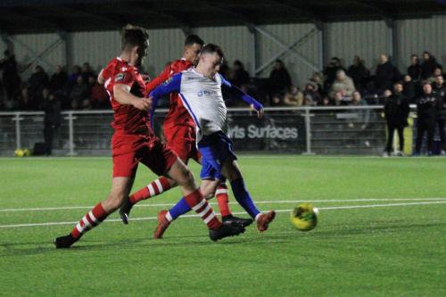 Sam Chaney beats two defenders to score the second goalx