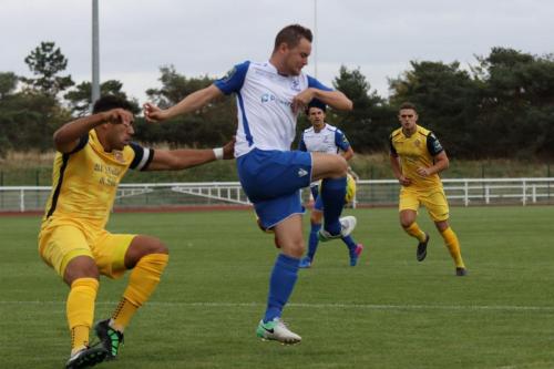 Enfields Liam Hope (R) and Hornchurch captain Nathan Cooper