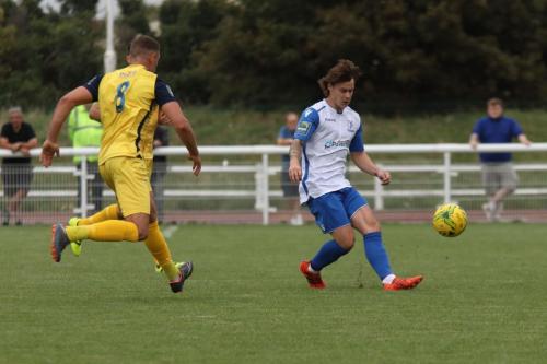 Enfields Sam Chaney (R) and Hornchurchs Conor Hogan