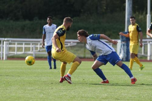 Hornchurchs Brad Warner (L) and Enfields Sam Chaney