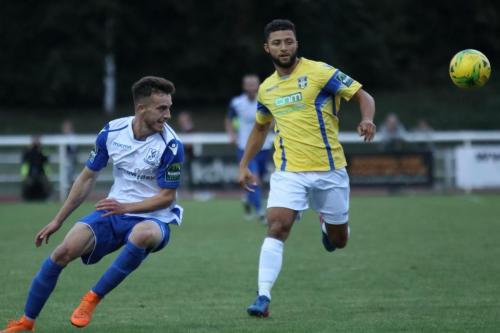 Enfields Bilal Sayoud (L) and Stortfords Chris Greganx