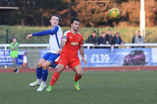 Enfields Mickey Parcell (L) and Folkestones Kieron McCann