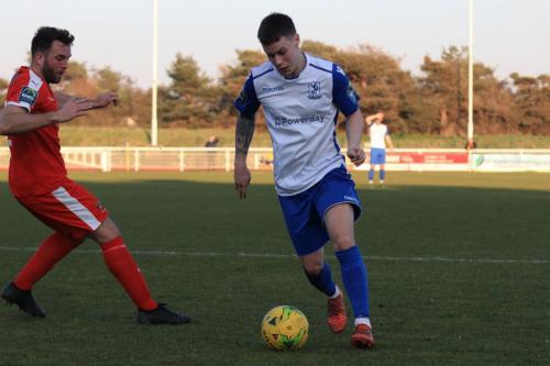 Folkestones Josh Vincent (L) and Enfields Sam Chaneyx
