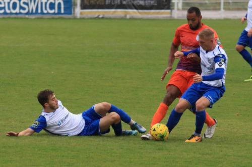 Enfields Bilal Sayoud (L) and Ryan Blackman and Wares Junior Brown