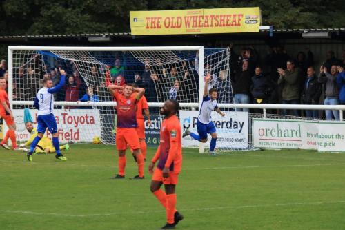 Enfields Bilal Sayoud (R) wheels away after scoring the winning goal