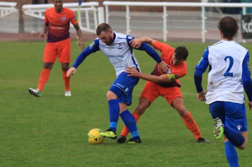 Enfields Billy Bricknell (L) and Wares Gareth Maddenx