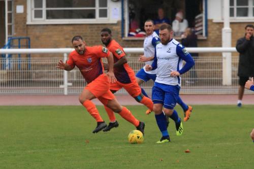 Enfields Billy Bricknell (R) and Matt Johnson and Wares Louis Rose (L) and Josh Obiyo