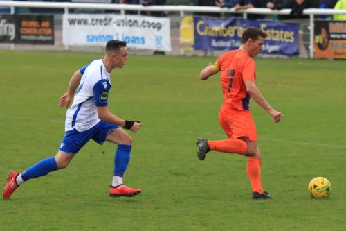 Enfields Brandon Adams (L) and Wares Gareth Madden