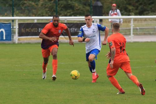 Enfields Brandon Adams and Wares Junior Brown (L) and Jack Devaney