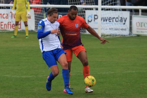 Enfields Sam Youngs (L) and Wares Bradley Frasier