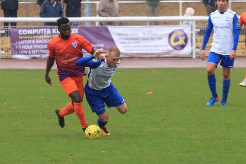 Wares Albert Adu (L) and Enfields Ryan Blackman