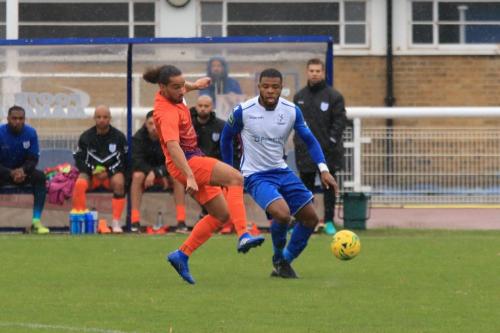 Wares Leigh Rose (L) and Enfields Taofiq Olomowewe