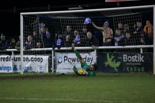 Joe Wright saves the third Stortford penalty, from Ben Worman