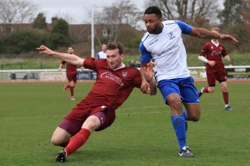 Bognors Keaton Wood (L) and Enfields Kezie Ibe