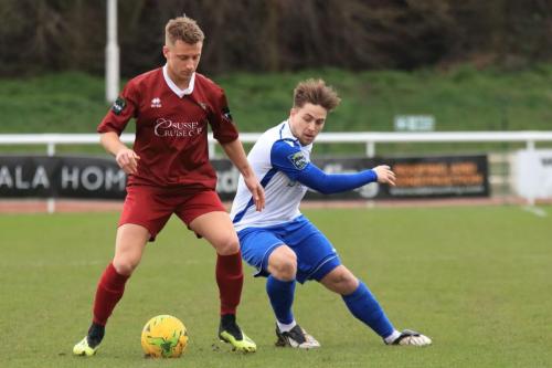 Bognors Mason Walsh (L) and Enfields Lewis Taaffe