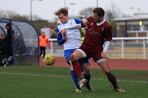 Enfields Aaron Greene (L) and Bognors Ed Sanders