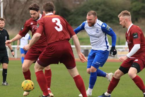 Enfields Billy Bricknell and Bognors Harvey Whyte (L), Keaton Wood and Harvey Read (R)