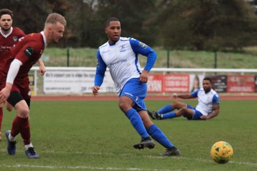 Enfields James Mulley plays the ball wide