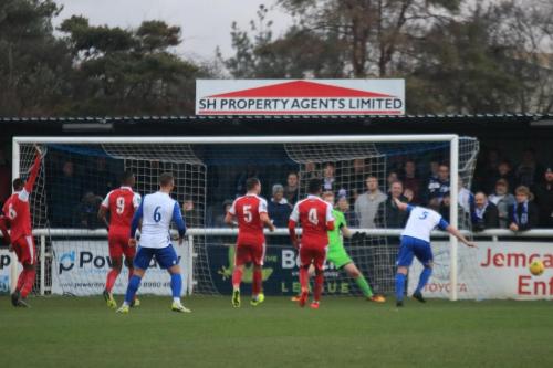 Enfields Marc Weatherstone (R) just fails to make contact at the far post