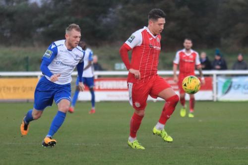 Enfields Ryan Blackman (L) and Harlows Tom Hitchcock