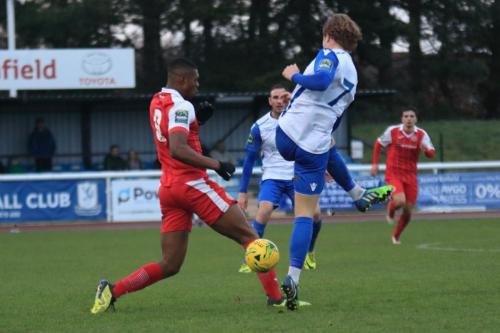 Harlows Emile Acquah (L) and Enfields Mickey Parcell