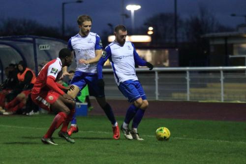 Harlows Paul Rodgers and Enfields Remi Sutton and Billy Bricknell (R)