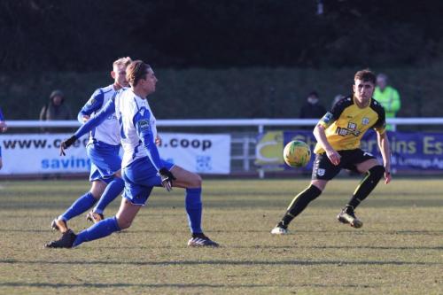 Enfields Sam Youngs (white, front) and Ryan Blackman and Margates Bradley Stevenson