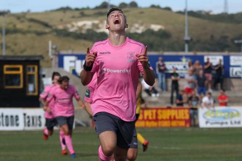 Brandon Adams celebrates the winning goalx