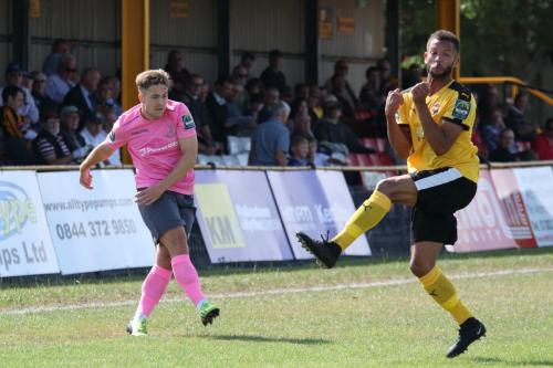 Enfields Lewis Taaffe (L) and Folkestones Nat Blanks