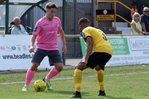 Enfields Lewis Taaffe (L) and Folkestones Nat Blanksx