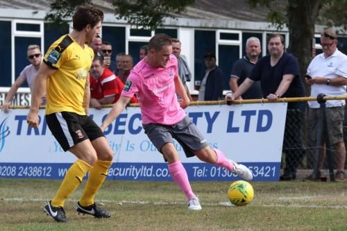 Enfields Liam Hope (R) and Folkestones Matt Newman