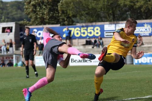 Enfields Matt Johnson (L) and Folkestones Callum Davies