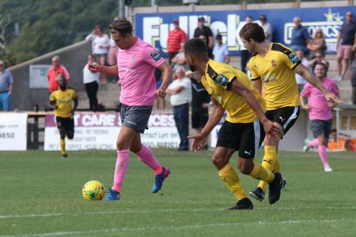 Enfields Sam Youngs and Folkestones Nat Blanks and Matt Russell (R)