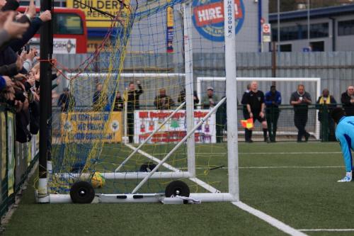 Valery Pajetat is beaten as Enfield take an early lead