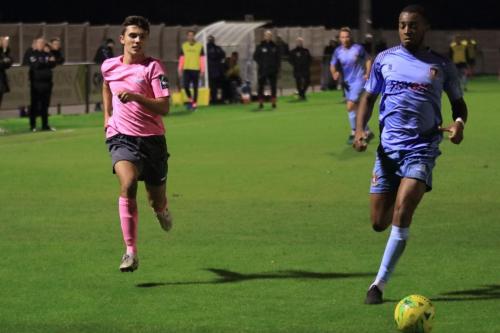 Enfields Blue Gallagher (L) and Hayes  Yeadings Keano Robinson