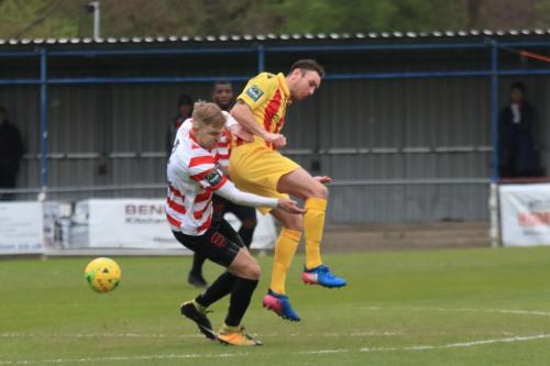 Kingstonians James Richmond (L) and Enfields Matt Johnson