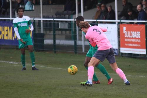 Enfields Mickey Parcell and Leatherheads Crossley Lema (L) and Travis Gregory