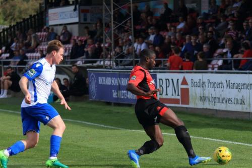 Enfields Aaron Greene (L) and Lewes Michael Dome-Bemwin