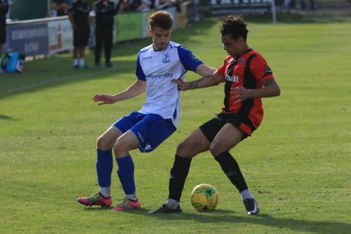 Enfields Bilal Sayoud (L) and Lewes Leon Redwood