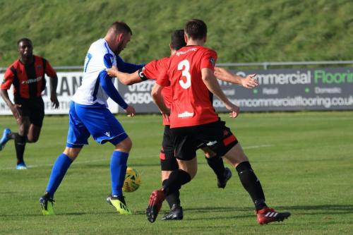 Enfields Billy Bricknell takes aim before scoring his first goalx