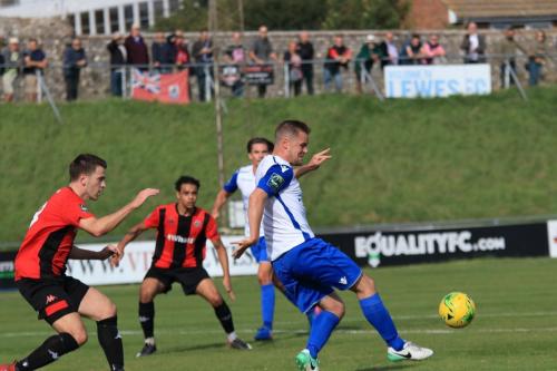 Enfields Liam Hope (R) and Lewes Steve Brinkhurst