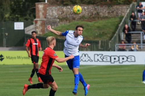 Enfields Matt Johnson (R) beats James Hammond to a header
