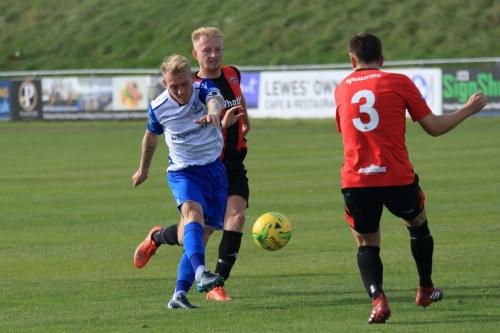 Enfields Ryan Blackman shoots over the bar and, indeed, out of the ground