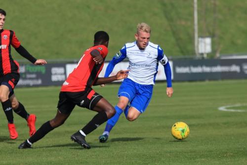 Lewes Omarr Lawson (L) and Enfields Ryan Blackman