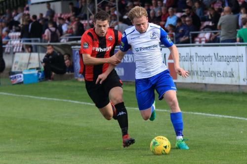 Lewes Steve Brinkhurst (L) and Enfields Aaron Greene
