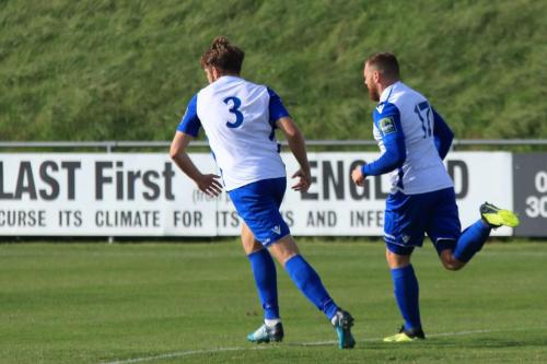 Remi Sutton and Billy Bricknell celbrate the first Enfield goal