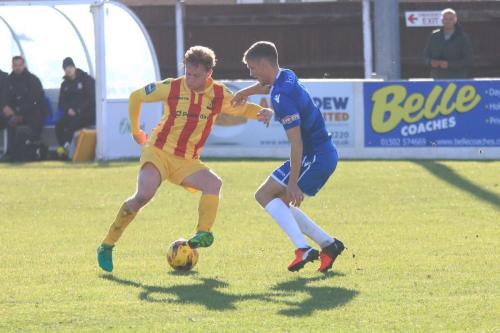 Enfields Aaron Greene (L) and Lowestofts Matt Castellan