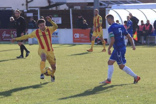 Enfields Lewis Taaffe (L) and Lowestofts Rossi Jarvis