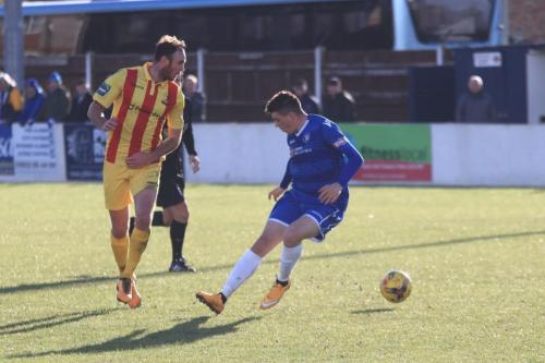 Enfields Matt Johnson (L) and Lowestofts Henry Pollock