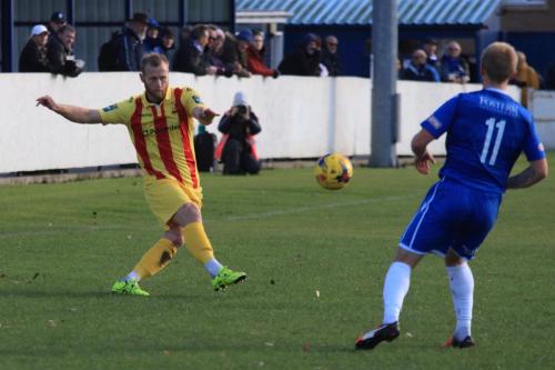 Enfields Sam Hatton (L) and Lowestofts Robert Eagle